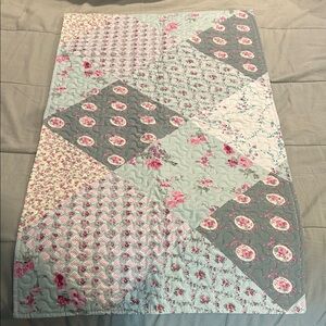 Amazon Floral Patchwork Pillow - Pink and Gray